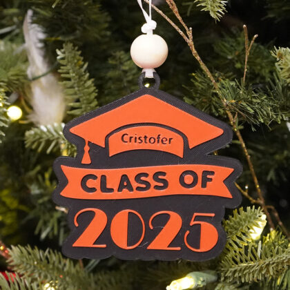 2025 Graduation Ornament with Name - Red/Black
