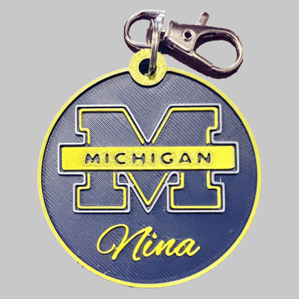 Michigan Personalized Backpack/Keyring Tag