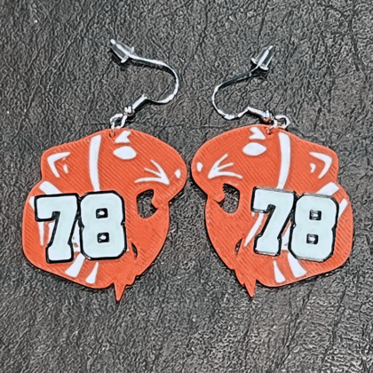 Katy Tiger Earrings with Player Number