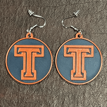 Tompkins HS Round "T" Earrings