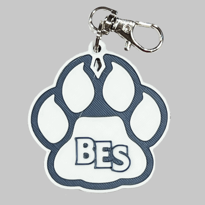 Bryant Elementary Paw "BES" Backpack/Keyring Tag