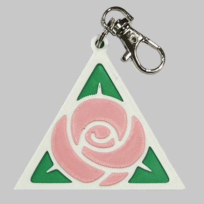 Delta Zeta Raised Rose Backpack/Keyring Tag