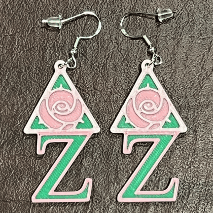 Delta Zeta Stacked Rose Earrings
