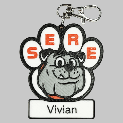 Robertson Elementary Personalized Paw Backpack/Keyring Tag