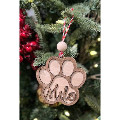Custom Dog Paw Wooden Ornament